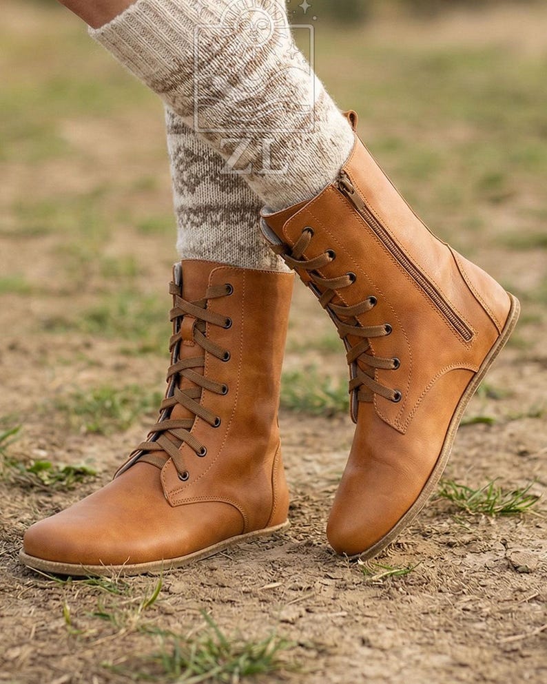 IMG_0062 Women Long Earthing Boots Barefoot OrganicLeather Handmade - Image 1